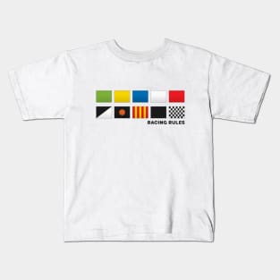 'Racing Rules' F1 Flag Motorsport Black Text Design Kids T-Shirt